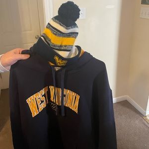 2xl hoodie West Virginia dark blue with hat